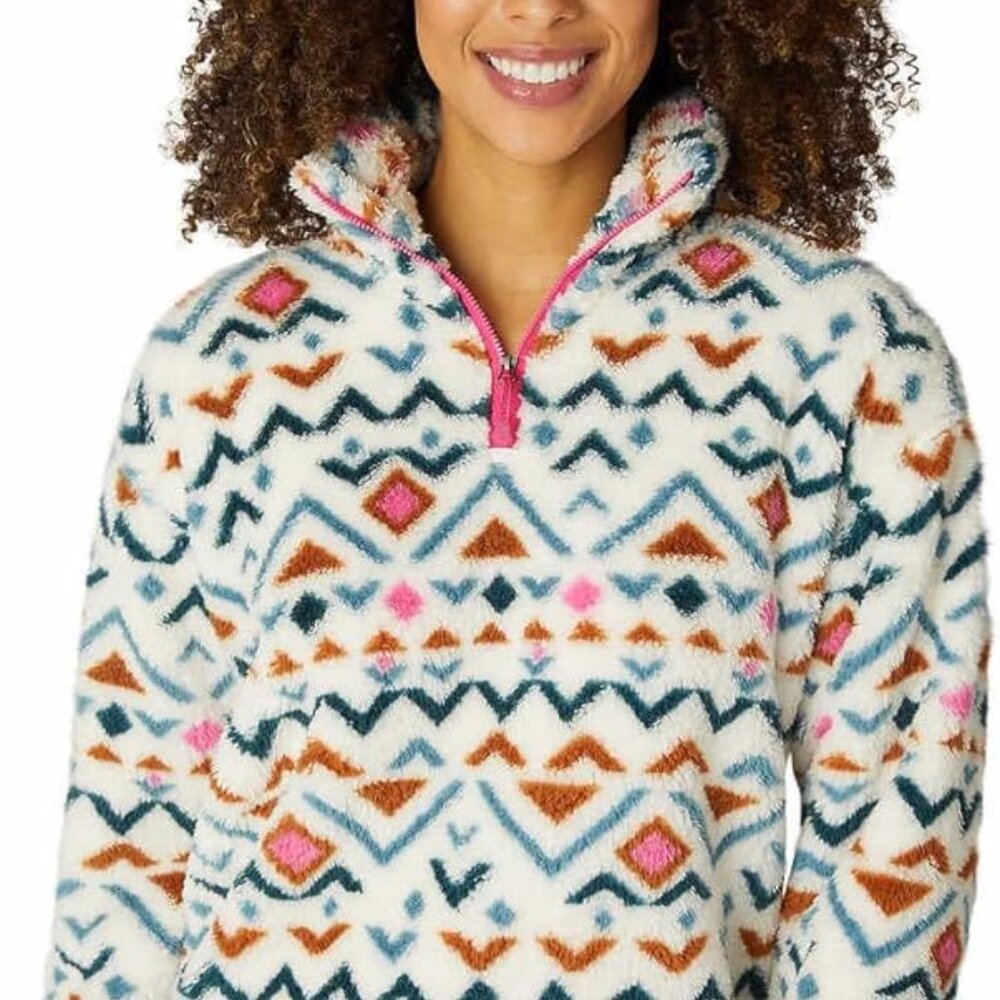 Eddie Bauer Plush 1/4 Zip Aztec Print Plush Pullover